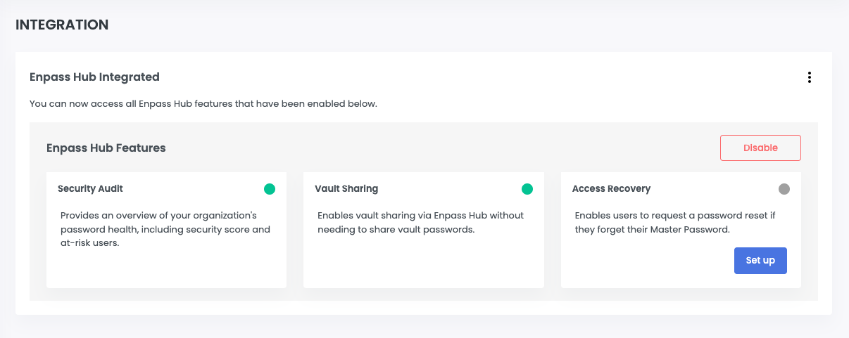 Hub features enabled